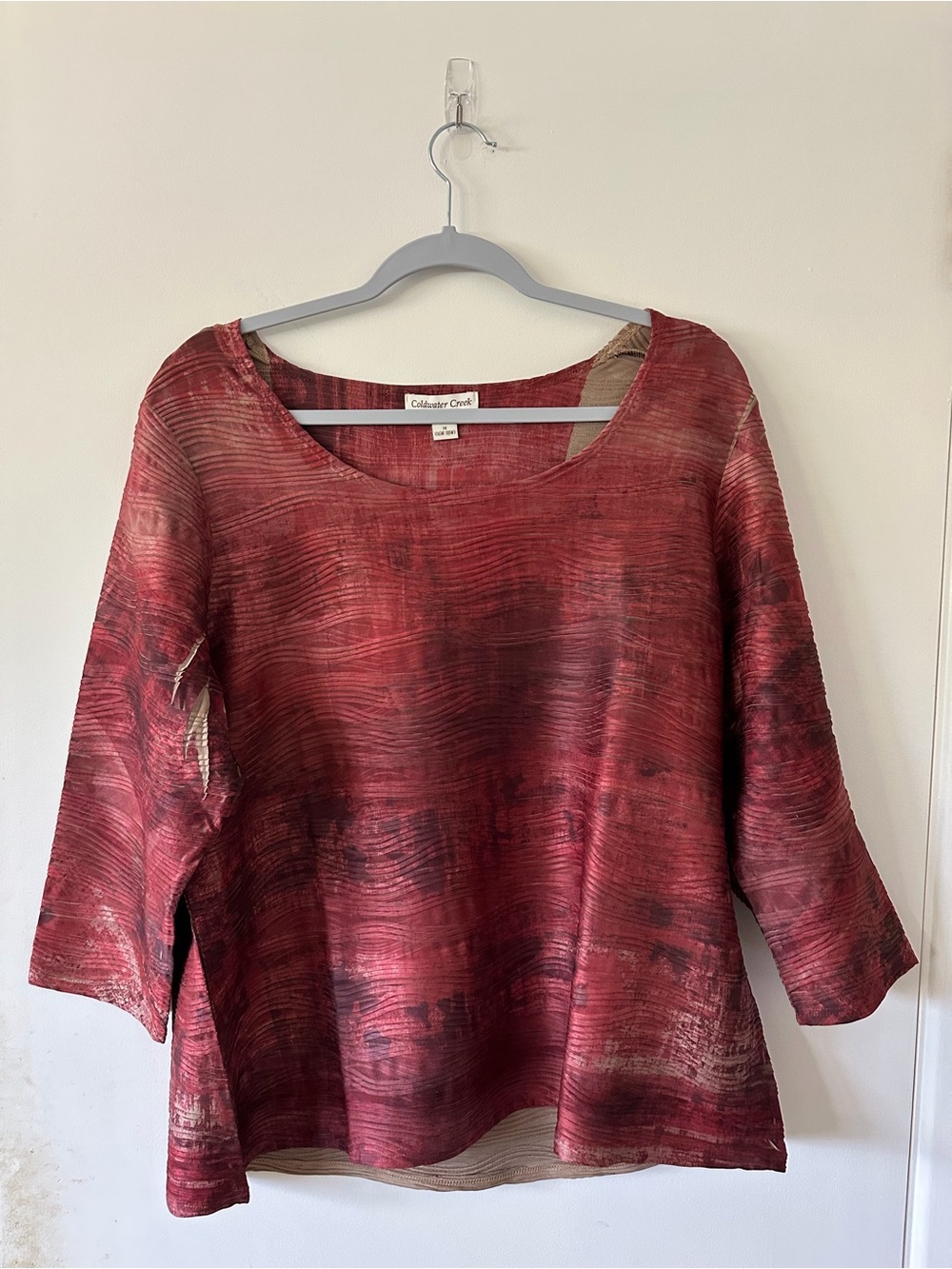 Coldwater Creek Women's Maroon Red Scoop Neck Tunic